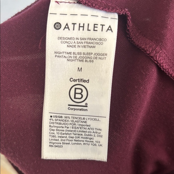 Athleta Nighttime Bliss Sleep V-Neck Women Jogger Med Burgandy - Picture 8 of 8